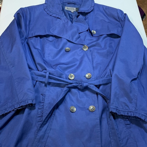 Novelti AJG Belted Blue Trench Jacket Plus Size 2X - Picture 5 of 11